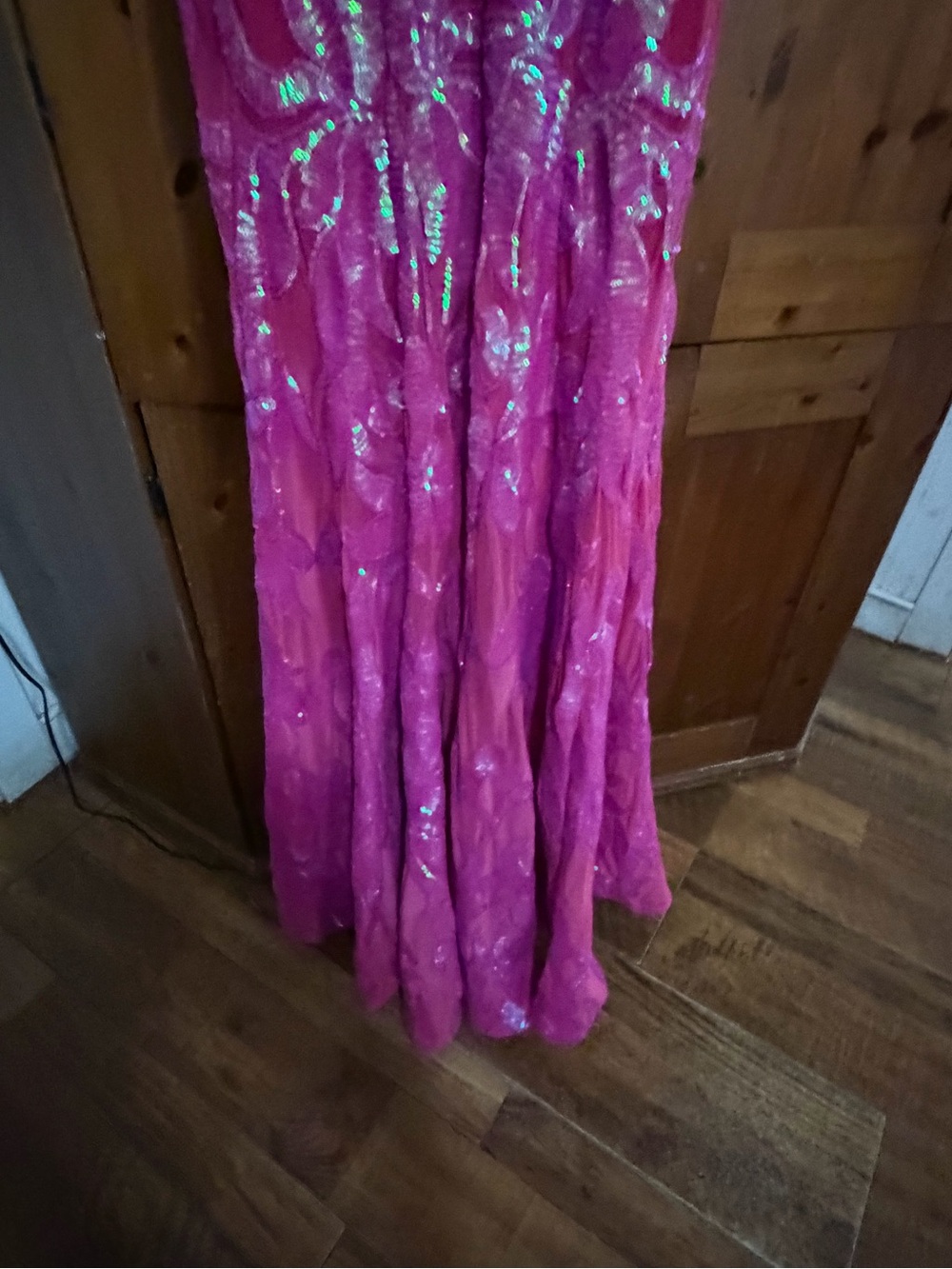 Jovani Hot Pink Sequin Maxi Dress - Picture 6 of 12